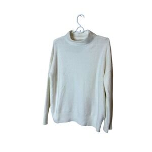 Joie Sweater Womens Medium White Soft Fuzzy Mock Neck Long Sleeve Knit‎ Pullover